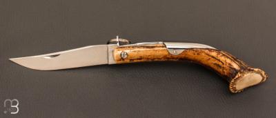 Couteau " Couronne 13 cm " Bois de cerf par J. Mongin