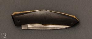 Couteau   " Cran Forcé " de collection par Samuel Jugieau - Laiton et ébène