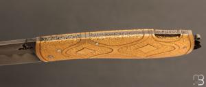   Couteau  " Dodu " lock back par Thomas LECAS - Laiton et lame en C130