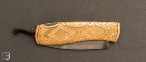   Couteau  " Dodu " lock back par Thomas LECAS - Laiton et lame en C130