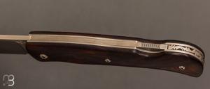   Couteau  "  Donjon " de collection par Éric Parmentier - Bois de fer et Niolox