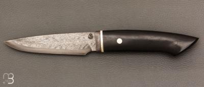   Couteau Droit de collection par Jean Paul Sire - Ébène du Mozambique et Damas multi-barreaux