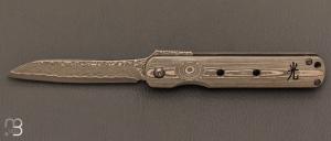 Couteau de poche Drop Point damas par Hikari HK106AX