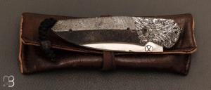  Couteau  "  Custom " par Florian Keller - Fatcarbon® spacecoral et lame en RWL-34 