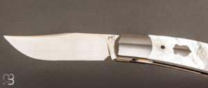 Couteau " Foxy " custom par Maxime Belzunce - Nacre blanche et RWL34