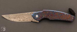  Couteau   " Framelock " custom de Stéphane Sagric - Timascus et lame en Damasteel®