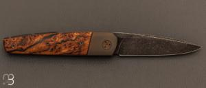  Couteau  "  Front-flipper custom " par Fabrice Delbart - Forge Celtique - Loupe de chêne