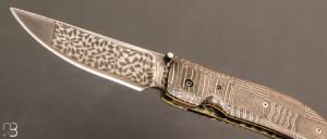  Couteau " Full damas " de poche custom par Johnson, R.B.