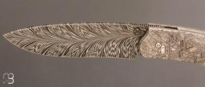   Couteau " GYR " custom par Tim Bernard - Météorite et lame damas plume