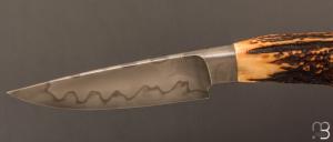   Couteau " Intégral " fixe de Camille Sennegon -Bois de cerf et lame en W1
