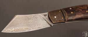    Couteau " Jackdaw " pliant custom par Nicolas Weber - Noyer et damas 