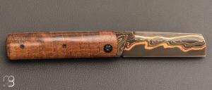    Couteau " Kosto " custom de Michel Grini - Micarta vintage et lame en Tigermaï