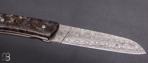   Couteau " L08 " par Atelier Perceval - Loupe de peuplier noire stabilisée et lame damas