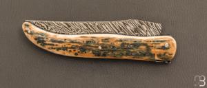     Couteau " Laguiole Grand Air 14,5 cm" pièce unique par Rozelier Fabien - Ty Coutelier - Damas "Didier Lang" et Mammouth