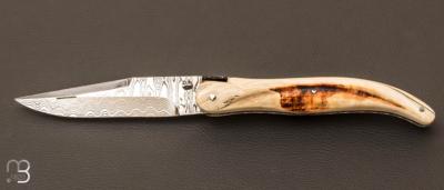   Couteau Laguiole "Le 15" ivoire de phacochère et lame damas par la coutellerie Dubesset