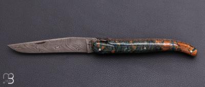  Couteau Laguiole custom par Stéphane Rambaud - Molaire de mammouth et damas