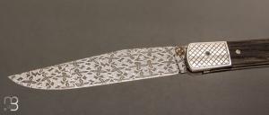    Couteau " Laguiole " par Tim Bernard - Morta - Lame damas mosaïque