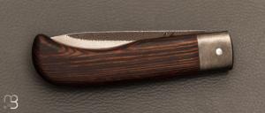  Couteau  "  Le Bugiste " par Frédéric Maschio - Wengé et lame VG10 Suminagashi