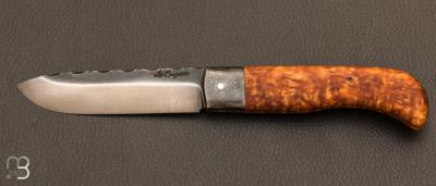 Couteau de poche Le Bugiste bouleau nordique lame guillochée par Frédéric Maschio