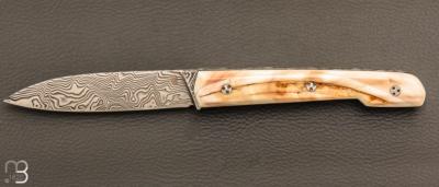  Couteau " Le Capi " par la Coutellerie Savignac - Ivoire de phacochère et lame en damasteel