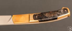 Couteau " Le Ludo  " custom par Frédéric Collin - Loupe de peuplier et lame en RWL34