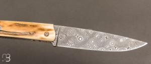   Couteau " Le Nayrac " de Jérôme Lamic - Ivoire de mammouth et lame en damas inoxydable