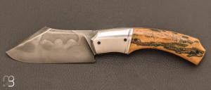    Couteau " Liner-Lock " custom par Rémi Bouin - Ivoire de mammouth et lame en C130