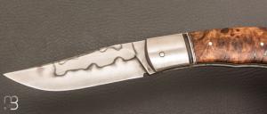 Couteau " Lock-Back " par Grégory Picard - loupe de chêne et C105