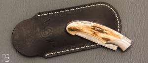 Couteau " Lutra Mini " Lock-back custom par Cyril Doche - Ivoire de mammouth et RWL34