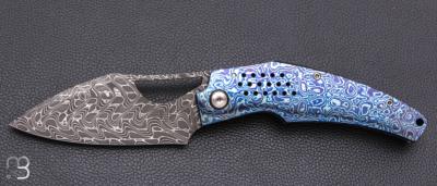  Couteau " Machine " custom par Tashi Bharucha - Timascus et lame en damas