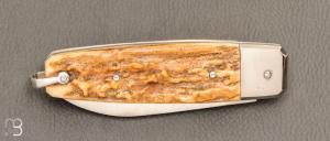 Couteau " Manufrance véritable " en bois de cerf 2 pièces