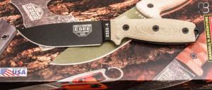 Couteau fixe " Model 4 Black Blade 3D Green Canvas Micarta " par Esee - E4PB017