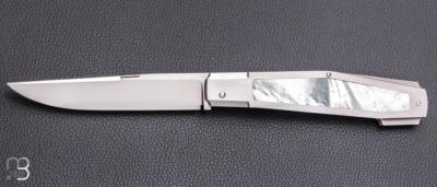   Couteau " custom " par Vincent Lafaye - Nacre blanche et RWL34