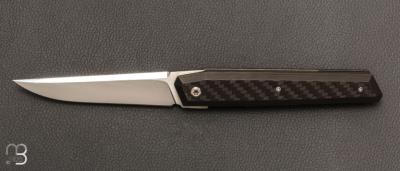   Couteau " No Name " custom par Cyril Doche - Fibre de carbone et lame en RWL34