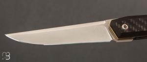   Couteau " No Name " custom par Cyril Doche - Fibre de carbone et lame en RWL34