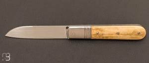 Couteau  "  gouttire " de poche par Philippe Lemonnier - Ivoire de mammouth et lame en RWL-34