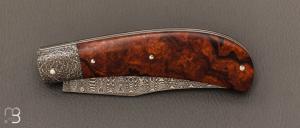 Couteau   "  Pilon XXL Prototype " bois de fer et lame en damas w échelle de Anthony Brochier