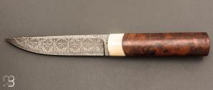 Couteau " Puukko " droit de José Viale - Bois de fer d'Arizona et damas Vlad Matveev