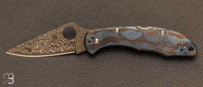 Couteau SPYDERCO Delica Titanium Damascus Custom