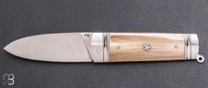  Couteau de poche " Sgian Dubh " par Ewen Maillard - Corne blonde et RWL34