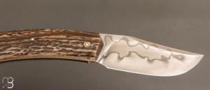  Couteau " Slipjoint " custom par Guy Poggetti - bois de cerf et lame en C130