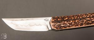 Couteau " Small Sanjo " par Guy Poggetti - Bois de cerf et C130
