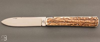   Couteau " Style Pradel " par Eric Albert - Bois de cerf et lame D2