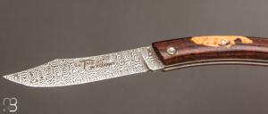    Couteau  de poche le Thiers 11 CM par Cognet - Bois de fer et lame damas