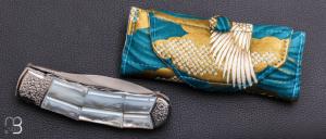   Couteau " Tou " liner-lock custom par Koji Hara - Nacre blanche