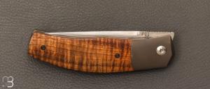   Couteau  "  Xou " custom par Maxime Belzunce - Tamarin ondé et lame en RWL34