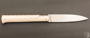 Couteau  " Yssingeaux " d'exception par Pascal et Isabelle Graveline - Mammouth clouté d'or et RWL34