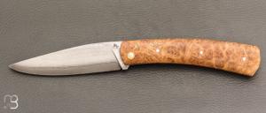    Couteau " Zeul " custom  par Mathieu Gerster - Loupe de robinier et VG10 Suminagashi