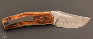 Couteau " custom " bois de cerf et acier Shirogami N°2 par Guy Poggetti