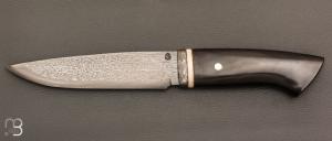   Couteau Droit de collection par Jean Paul Sire - Corne et Damas multi-barreaux